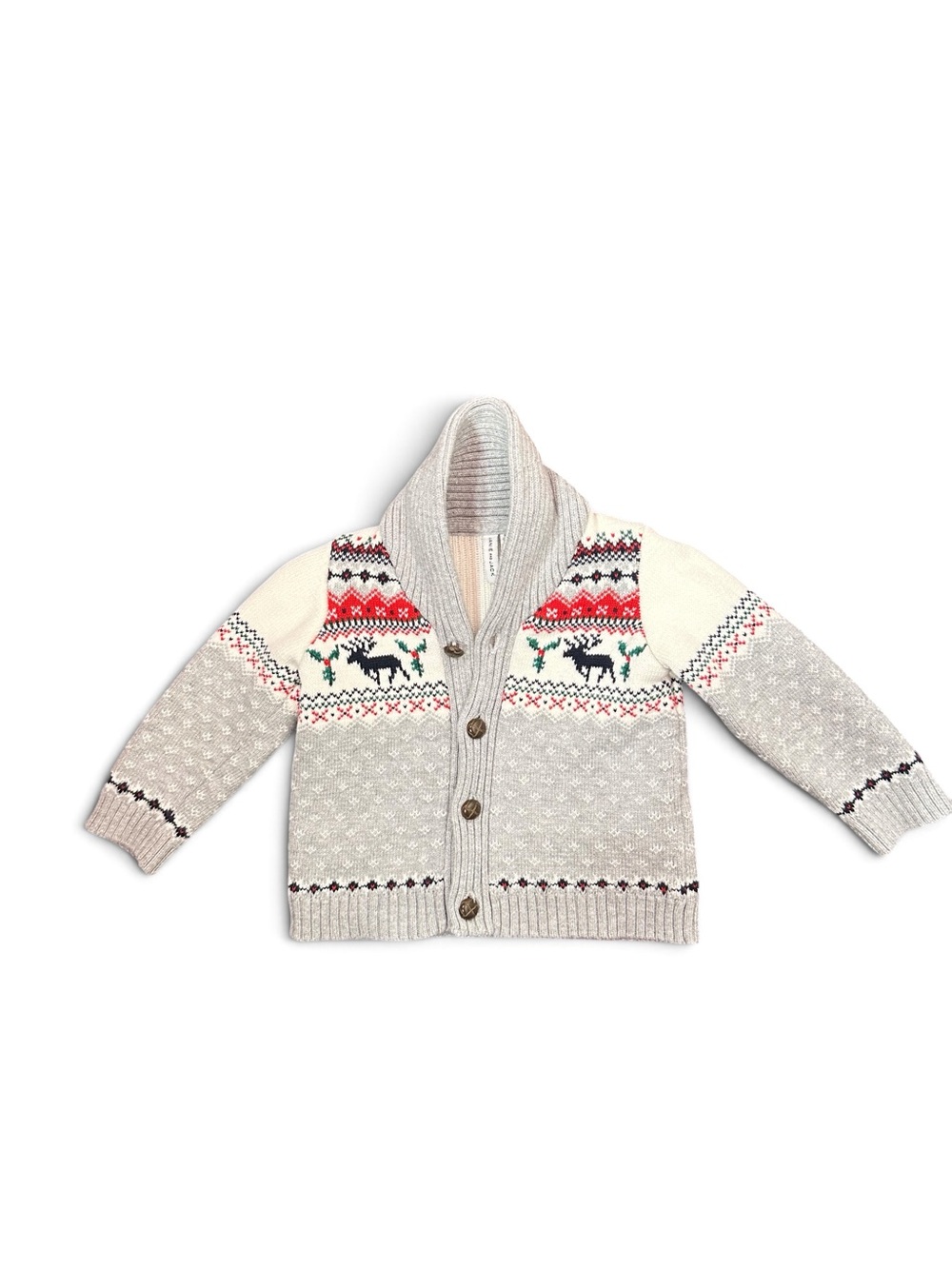 JANIE and JACK Holiday Fair Isle Knit Button Down Sweater